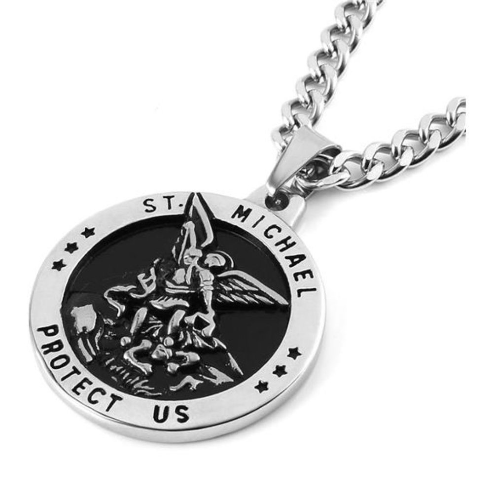 St Michael The Archangel Catholic Medal Stainless Steel  22+2" Chain